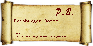 Presburger Borsa névjegykártya